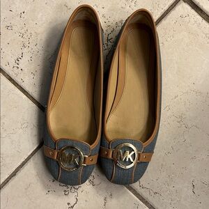 Michael Kors Denim and Tan Loafers